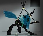  black_body bound changeling dripping female feral friendship_is_magic green_eyes green_hair hair my_little_pony pussy queen_chrysalis_(mlp) solo wings 