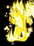  black_background dragon jeral looking_at_viewer male plain_background red_eyes shiny smirk solo star wings yellow_dragon yellow_scales 