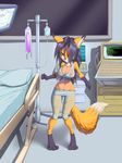  bed big_breasts breasts computer female fluffy_tail hair laboratory purple_hair solo thefuckingdevil transformation 