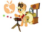  apple applejack_(mlp) bigger_version_at_the_source clothing cowboy_hat cutie_mark engineer_(team_fortress_2) equine female feral friendship_is_magic fruit hat hobofortress horse my_little_pony plain_background pony ranged_weapon team_fortress_2 weapon white_background 