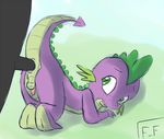  anal anal_penetration anus ass_up balls barefoot black_eyes disembodied_penis dragon erection flying_fox_(artist) friendship_is_magic gay green_background green_eyes green_skin lizard looking_back looking_up male my_little_pony nude open_mouth penetration penis plain_background purple_nose purple_skin reptile scalie sex shadow sharp_teeth skin spike_(mlp) teeth young 