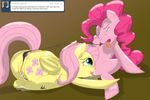  anal anal_insertion anal_penetration blue_eyes cunnilingus cutie_mark duo english_text equine female feral fluttershy_(mlp) friendship_is_magic fur green_eyes hair horse insertion kitsuneymg lesbian mammal my_little_pony oral oral_sex pegasus penetration pink_fur pink_hair pinkie_pie_(mlp) pony pussy pussy_floss pussy_juice sex sex_toy text tumblr vaginal vibrator wings yellow_fur 