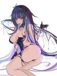  1girl ass black_dress black_gloves black_hair black_liquid blue_eyes blue_hair breasts cleavage collar dress emma_llama gloves hair_ornament highres indie_virtual_youtuber ink large_breasts liquid_clothes liquid_dress liquid_from_eyes liquid_tail long_hair multicolored_eyes multicolored_hair open_mouth pink_eyes pink_hair s7nsles sheep_hair_ornament simple_background solo streaked_hair tongue tongue_out two-tone_eyes virtual_youtuber white_background 