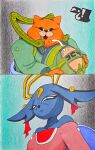 absurd_res anthro beverage bubble_tea disgusted_face duo felid feline female goumang_(nine_sols) hi_res kuafu_(nine_sols) lazy_eye male male/female mammal marthan_crowl_(artist) meme nine_sols red_candle_games slightly_chubby slightly_chubby_male solarian