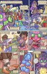  2025 absurd_res alien ambiguous_gender anthro_to_inanimate aquatic blonde_hair blue_body breasts christmas christmas_tree clothing clothing_transformation comic dialogue digital_media_(artwork) english_text eyewear female fish footwear genitals gift glasses group gun hair hi_res holding_gun holding_object holding_plushie holding_ranged_weapon holding_weapon holidays human humanoid humanoid_to_inanimate inanimate_transformation jackie_applin lienna_arara lips living_onahole mammal minepta_podena navel night nipples outside pink_hair plant plushie putting_on_socks ranged_weapon round_glasses santa_dress sex_toy_transformation shark shoes smile sock_transformation tail text thick_lips transformation tree veeness vulva weapon wheover 