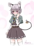  akagashi_hagane animal_ears bad_id bad_pixiv_id blush character_name grey_hair mouse mouse_ears nazrin short_hair solo thighhighs touhou white_legwear 