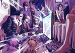  abarai_renji anger_vein black_hair bleach commentary dhashinn glasses hair_slicked_back headband highres indoors inoue_orihime kon_(bleach) kuchiki_rukia kurosaki_ichigo playing_games playing_video_games ponytail red_skirt sado_yasutora skirt 
