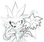 anthro black_nose bracelet chest_tuft clothing eulipotyphlan flower galaxylover06 gloves hair handwear hedgehog jewelry long_hair male mammal plant psychic psychic_energy psychic_powers quills_(anatomy) sega silver_the_hedgehog smile smiling_at_viewer smirk smirking_at_viewer solo sonic_the_hedgehog_(series) standing telekinesis throwing tuft woe_plague_be_upon_ye