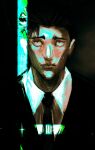  1boy absurdres black_eyes black_hair black_necktie black_suit closed_mouth formal_clothes highres higuruma_hiromi jacket jujutsu_kaisen kyezzzz lawyer male_focus necktie shirt short_hair simple_background solo suit 