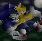  anal anal_penetration anthro balls blue_eyes blue_hair bluechika blush butt canine cum cum_in_ass cum_inside dark fox gay green_eyes hair hi_res hyper looking_back male mammal miles_prower night penetration penis sega sex sketch sonic_(series) sonic_the_werehog sonic_unleashed video_games werehog 