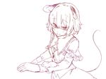  akagashi_hagane animal_ears bad_id bad_pixiv_id monochrome mouse mouse_ears nazrin short_hair simple_background solo tail touhou white_background 