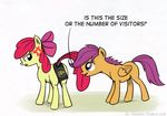  amber_eyes angry apple_bloom_(mlp) bow cub dialog duo el-yeguero english_text equine female feral friendship_is_magic fur hair horse mammal my_little_pony orange_fur pegasus pony purple_eyes purple_hair red_hair scootaloo_(mlp) text wings yellow_fur young 