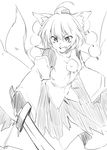  akagashi_hagane animal_ears bad_id bad_pixiv_id greyscale hat inubashiri_momiji monochrome short_hair simple_background solo sword tail tokin_hat touhou weapon white_background wolf_ears 