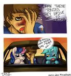  blue_eyes bonbon_(mlp) brown_hair car dhui driving drunk equine female feral friendship_is_magic hair horn horse human lyra_(mlp) lyra_heartstrings_(mlp) male mammal multi-colored_hair my_little_pony orange_eyes pony unicorn yellow_eyes 