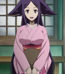  breasts japanese_clothes kimono large_breasts mushibugyou oharu_(mushibugyou) purple_eyes purple_hair 