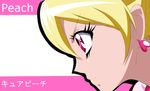  blonde_hair character_name cure_peach earrings face fresh_precure! haru_(nature_life) jewelry magical_girl momozono_love pink_eyes precure profile serious short_hair solo 