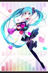  absurdres aqua_eyes aqua_hair boots detached_sleeves hatsune_miku heart highres holding letterboxed long_hair necktie ni_you skirt solo thigh_boots thighhighs twintails very_long_hair vocaloid 