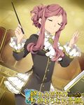  baton_(instrument) book closed_eyes conductor copyright_name formal long_hair original pantyhose pink_hair red_hair revenge_of_dragoon ririkuto sidelocks smile solo 