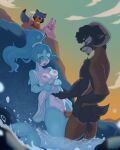 absurd_res anthro apinkgrape aquatic balls beach being_watched blush bodily_fluids bovid brand_new_animal breasts canid canine caprine cetacean clothed clothing clothing_lift dolphin duo erection female female_penetrated fox fur genitals hair hand_on_belly hi_res izzy_(blubunny82) looking_at_another male male/female male_penetrating mammal michiru_kagemori nazuna_hiwatashi nina_flip nipples nude open_mouth outside partially_submerged penetration penis raccoon_dog rock sex sheep smile standing standing_sex studio_trigger sunset swimwear tail tanuki toothed_whale vaginal vaginal_penetration water