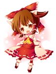  animal_ears ascot asp@juken bad_id bad_pixiv_id brown_eyes brown_hair cat_ears chibi hair_ornament hair_tubes hakurei_reimu kemonomimi_mode open_mouth touhou 