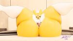  16:9 2026 3d_(artwork) anthro bandai_namco bed bedroom big_butt blender_(artwork) blender_cycles_(artwork) butt digimon digimon_(species) digital_media_(artwork) domizoni female furniture genitals hi_res huge_butt looking_at_viewer lying nude nude_anthro nude_female on_back solo spread_legs spreading taomon thick_thighs vulva widescreen yellow_body 