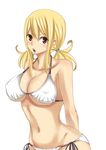  1girl bikini blonde_hair breasts brown_eyes fairy_tail large_breasts long_hair lucy_heartfilia simple_background solo sora_(pixiv1106014) swimsuit white_background 