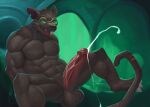 2018 abs anthro balls biceps big_balls big_glans big_penis bodily_fluids buckteeth claws cum cum_on_penis cumshot deltoids drooling ejaculation erection eyewear eyewear_only fangs fur genital_fluids genitals glans goggles goggles_only green_background grey_body grey_fur half-closed_eyes hands-free hi_res humanoid_genitalia humanoid_penis kittikary league_of_legends leaned_back looking_at_viewer male mammal murid murine muscular muscular_anthro muscular_arms muscular_legs muscular_male narrowed_eyes notched_ear nude open_mouth open_smile orgasm pecs penis rat rat_tail riot_games rodent saliva sharp_teeth simple_background sitting smile smiling_at_viewer solo spread_legs spreading tail teeth tencent tongue tongue_out triceps twitch_(lol)