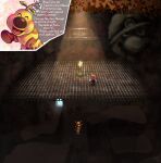 arthropod caterpillar cave english_text eyes_closed facial_hair flower heart_symbol hi_res human insect larva light light_beam male mammal mario_bros mustache nintendo open_mouth plant power_star ratedeart sculpture smile star statue sunbeam sunlight super_mario_64 text wiggler_(mario) yellow_body