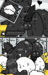 anonymous_artist anthro anthro_on_anthro black_body black_fur black_penis breeding_mount changed_(video_game) colin_(changed) comic dialogue dominant dominant_anthro duo english_text fur genitals hi_res knot knotted_penis knotting latex liquid_latex male male/male onomatopoeia penis puro_(changed) sex sound_effects text white_body white_fur