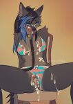  absurd_res anthro bikini bodily_fluids breasts callieve canid canine canis clothing collar cum cum_in_vagina cum_inside dancrescentwolf female genital_fluids genitals hi_res leash leashed_collar lgbt_pride mammal nipples pride_color_clothing pride_colors solo swimwear two-piece_swimsuit vulva wolf 