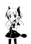  artist_request bat_wings demon_girl disgaea dress greyscale horns lowres makai_senki_disgaea_3 monochrome pantyhose pointy_ears raspberyl solo tail wings 