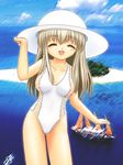  blonde_hair closed_eyes hat highres kanon kurata_sayuri long_hair one-piece_swimsuit solo swimsuit syamtil 