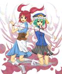  asymmetrical_clothes green_eyes kiyuren kneehighs multiple_girls onozuka_komachi red_eyes red_string ribbon shiki_eiki socks string touhou 