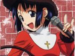  blue_eyes blue_hair cosplay happy love_hina maehara_shinobu singing 