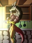 abs absurd_res anthro anthrofied appliance biceps big_penis butt chest_tuft chimera circumcised container cup cutlery detailed_background discord_(mlp) draconequus dracul_la facial_hair flaccid forearms friendship_is_magic fur genitals goatee hair hasbro hi_res horn huge_penis humanoid_genitalia humanoid_penis kitchen kitchen_appliance kitchen_cabinet kitchen_counter kitchen_utensils long_hair long_neck long_penis male mammal messy_hair morning mug muscular muscular_anthro muscular_arms muscular_chest muscular_male muscular_thighs my_little_pony mythological_creature mythology nipples nude nude_anthro nude_male pecs penis shoulders_back solo solo_in_panel spoon stirring tail tired tired_eyes tools tuft