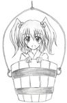  bad_id bad_pixiv_id bucket eku greyscale in_bucket in_container kisume monochrome solo touhou traditional_media twintails wooden_bucket 