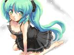  aqua_eyes aqua_hair barefoot dress hatsune_miku hikari_no long_hair solo twintails vocaloid 