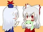  :3 bad_id bad_pixiv_id blush ex-keine fujiwara_no_mokou hida_(artist) kamishirasawa_keine kamishirasawa_keine_(hakutaku) multiple_girls sukusuku_hakutaku sweatdrop touhou 