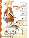  artbook bag blush buttons chef chef_hat comic cooking cow dress food_girls food_themed_clothes fringe_trim green_eyes handbag hat highres jacket melon-chan_(fg) multiple_girls okama onion onion-chan orange_hair scarf smile strawberry-chan translation_request yellow_eyes yuzu-chan 