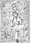  absurdres alice_margatroid book doll greyscale grimoire grimoire_of_alice highres monochrome nobita short_hair solo touhou traditional_media 