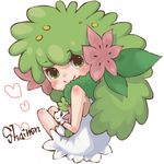  bad_id bad_pixiv_id blush costume gen_4_pokemon green_eyes green_hair kumatani moemon personification pokemon shaymin smile solo 
