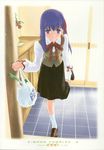  bag fate/stay_night fate_(series) food highres homurahara_academy_uniform long_hair matou_sakura purple_eyes purple_hair scan school_uniform shirotsumekusa solo 