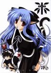  animal_ears bandages black_dress blood blue_hair bow capelet cat_ears cat_tail character_doll doll dress hair_bow kagetsu_tooya len long_hair melty_blood nekoneko pointy_ears red_eyes solo tail thighhighs toono_shiki tsukihime very_long_hair 