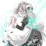  apron bloody_marie_(skullgirls) fal0811 hair_ornament hand_holding maid maid_apron silver_hair skull-hair_ornament skull_hair_ornament skullgirls tears 