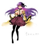  black_legwear breasts fate/extra fate/extra_ccc fate_(series) hair_ribbon highres huge_breasts long_hair pantyhose passion_lip purple_eyes purple_hair red_eyes ribbon solo very_long_hair yu_(13377) 