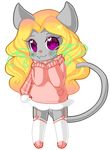  &lt;3 blonde_hair chibi cute dusk_(xhyra) feline female grey_hair hair legwear lion mammal purple_eyes sheeps stockings sweater 