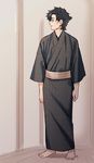  bad_id bad_pixiv_id barefoot black_hair emiya_kiritsugu fate/zero fate_(series) japanese_clothes kimono male_focus smile solo taa_(acid) 