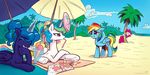  beach beach_umbrella blue_feathers blue_fur blue_hair bow bush cloud drink equine eyes_closed female feral friendship_is_magic frisbee fur glass glowing group hair horn horse ice_cream karol_pawlinski laugh lemon levitation lying magazine magic mammal monochrome multi-colored_hair my_little_pony nervous outside palm_tree pegasus pink_fur pink_hair pinkie_pie_(mlp) pony princess_celestia_(mlp) princess_luna_(mlp) purple_eyes rainbow_dash_(mlp) rainbow_hair scared sea seaside sky straw towel umbrella water white_feathers white_fur winged_unicorn wings 