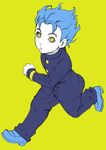  blue_hair chounorin gakuran hirose_kouichi jojo_no_kimyou_na_bouken male_focus school_uniform sketch solo yellow_eyes 
