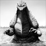  city dinosaur epic giant_monster godzilla godzilla_(series) kaijuu monster mutant ocean scar sea sky spikes swimming toho_(film_company) water 